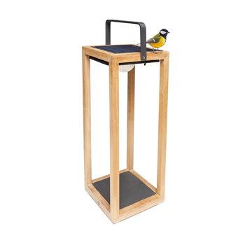  Tom hybrid lanterne fra SUNS til sol og strøm i teak og antracit farvet aluminium - str. medium